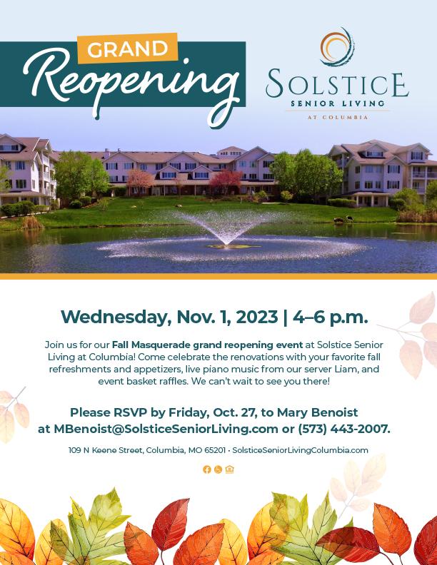 Solstice at Columbia Grand Opening flyer